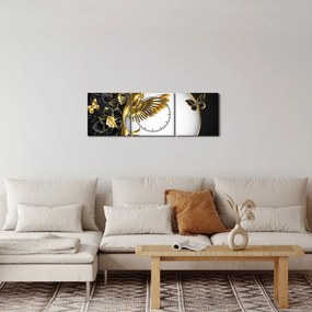 Obraz - Guľa so zlatými motívmi (s hodinami) (90x30 cm)
