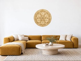 Zlatá kvetinová mandala minimalistická zlatá textilná nálepka na stenu do spálne arch 46 x 46 cm