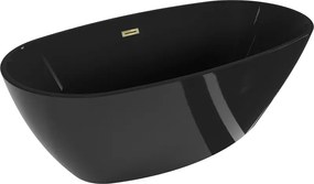 Mexen Eris, voľne stojaca vaňa 170 x 80 cm, čierna,  zlatý lesklý prepad, 53441708070-50