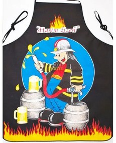 Kuchynská zástera - hasič čierna