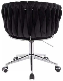 LuxuryForm DESIGN Stolička NORDEN VELUR na striebornej podstave s kolieskami - čierna