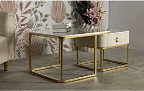 Krémové/v zlatej farbe konferenčné stolíky v súprave 2 ks v dekore mramoru 50x70 cm Beauty – Mauro Ferretti