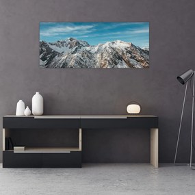 Obraz zasnežených vrcholkov, Fiordland (120x50 cm)