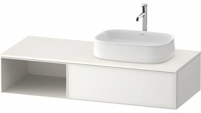 DURAVIT Zencha závesná skrinka pod umývadlo na dosku (umývadlo vpravo), 1 zásuvka + 1 otvorená priehradka, 1300 x 550 x 281 mm, biela/biela super matná, ZE4819064840000