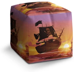 Sablio Taburet Cube Pirátska loď pri západe slnka: 40x40x40 cm
