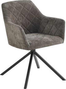 Otočná jedálenská stolička Patti, šedo-hnedá látka
