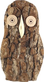 AMADEA Drevená sova s kôrou, masívne drevo, výška 16 cm