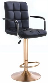 LuxuryForm Barová stolička VERONA na zlatom tanieri - čierna