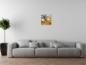 Gario Obraz s hodinami Veterné mlyny v Španielsku Rozmery: 30 x 30 cm
