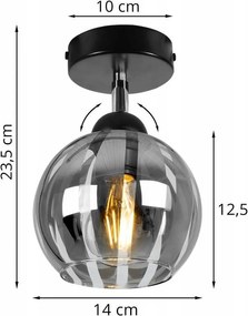 Bodové svietidlo Eliza, 1x sklenené tienidlo so vzorom