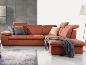 Rohová sedačka Aldon, tehlová štruktúrovaná látka, pravý roh%