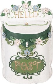 Biela plechová poštová schránka Hello Post - 27*10*42 cm