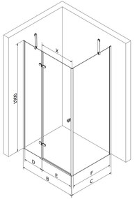 Mexen Roma, sprchovací kút 120 (dvere) x 80 (stena) cm, 6mm šedé sklo, chrómový profil, 854-120-080-01-40