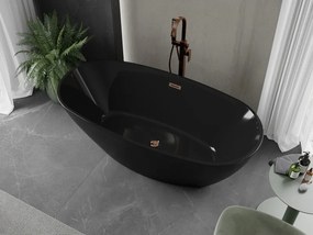 Mexen Eris, voľne stojaca vaňa 170 x 80 cm, čierna,  ružové zlato prepad, 53441708070-60