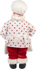 Biela vianočná figúrka Santa Claus kuchár s chalúpkou - 15*10*28 cm