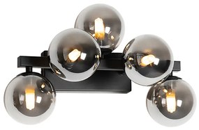 Moderná nástenná lampa čierna s dymovým sklom 5-svetlo - Bianca