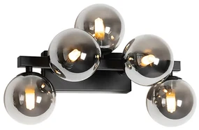 Moderná nástenná lampa čierna s dymovým sklom 5-svetlo - Bianca