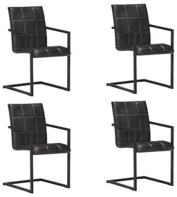 Jedálenské stoličky s perovou kostrou 4 ks čierne pravá koža 3065691