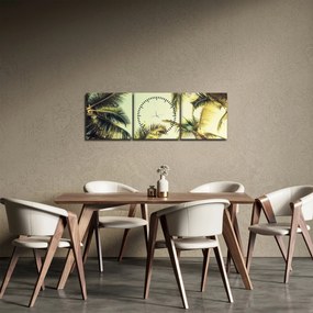 Obraz s kokosovými palmami (s hodinami) (90x30 cm)