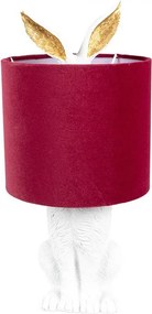 Biela stolná lampa králik s červeným tienidlom Rabbi - Ø 20*43 cm