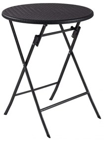 Okrúhly ratanový záhradný stolík - čierny | 60cm