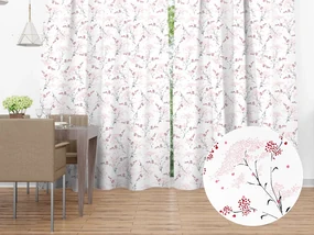 Biante Bavlnený záves Sandra SA-088 Vínovo-ružové lúčne kvety na bielom 140x240 cm