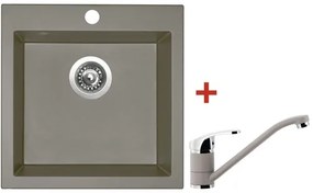 Granitový drez Sinks Viva 455 Truffle s batériou Pronto GR 455x460 mm hnedý