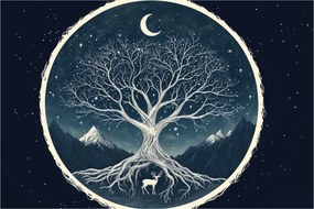 Obraz – Magický strom s jeleňom II. (90x60 cm)