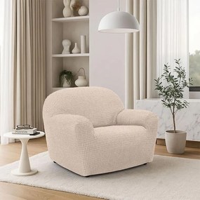 Super strečové poťahy RUBINIA smotanová kreslo (š. 70 - 110 cm)