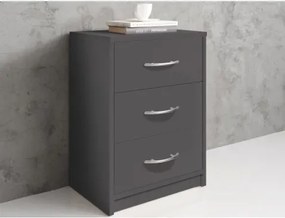 Nočný stolík s 3 zásuvkami Pepe, šedý grafit%
