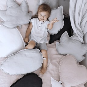 Ľanový vankúš srdca púdrovo ružová 44cm