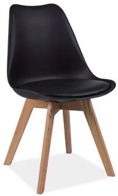 Čierna stolička s dubovými nohami KRIS