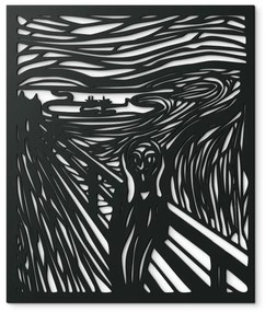 drevko Abstraktný drevený obraz Výkrik Rozmer obrazu: 44,5 x 37 cm, Farba dekorácie: Čierna