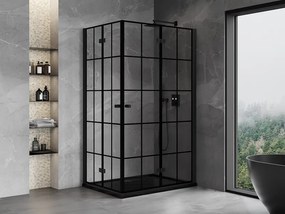 Mexen Mist-F Duo, skladací sprchový kút 70 x 95 cm, číre sklo-čierna mriežka, 8A6-070L-095P-70-77