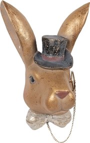 Nástenná dekorácia hnedá zajačia hlava s klobúkom - 17*11*25 cm