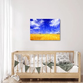 Sklenený obraz - Olejomaľba, Zlaté pole (70x50 cm)