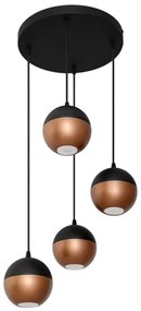 LED Luster na lanku MIDWAY 4xGU10/4,8W/230V čierna/medená
