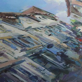 Obraz - Ulička starého mesta, akrylová maľba (90x60 cm)