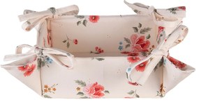 Bavlnený obojstranný košík na pečivo s kvetmi Litttle Rose Collection - 35*35*8 cm