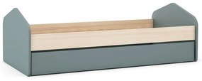Detská posteľ v dekore borovice s výsuvným lôžkom s úložným priestorom s roštom 90x200 cm v prírodnej farbe/sivozelená Estefania – Marckeric