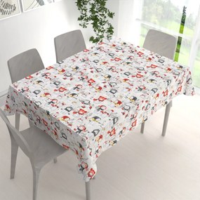 Biante Bavlnený obdĺžnikový obrus Sandra SA-661 Snehuliaci na svetlo sivom 50x100 cm