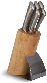 6 dielna sada nožov v stojane v štýlovom drevenom stojane