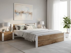 Posteľ IKAROS DOUBLE 180 x 200 cm, dub artisan/biela Rošt: S latkovým roštom, Matrac: Bez matraca