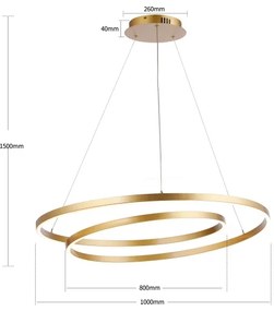 Brilagi-LED stmievateľný luster na lankách TWISTER LED/105W/230V pr. 100 cm zlatý + DO