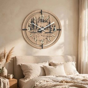 Drevené hodiny na stenu les 30 až 50 cm | NILSE: HDF - Javor 30 cm 4804-115436 HDF0702-ruky-silver