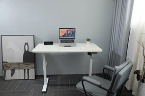 Výškovo nastaviteľný elektrický stôl BestBerg BBAT-14WW / rozmer 140x70 cm / výška 93,4-125,4 cm / biely