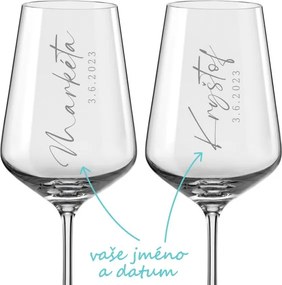 Svadobné poháre na víno Calligraphy style, 2 ks