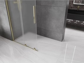 Mexen Velar, sprchová zástena s posuvnými dverami Walk-in 110 x 200 cm, 8mm sklo námraza, zlatá lesklá, 871-110-000-33-50