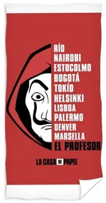 Bavlnená osuška Papierový dom - La casa de papel - Money Heist - motív El profesor - 100% bavlna - 70 x 140 cm