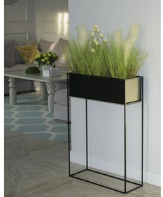 KOVOVÝ KVETINÁČ SO STOJANOM RECT 90X24X64 CM ČIERNA